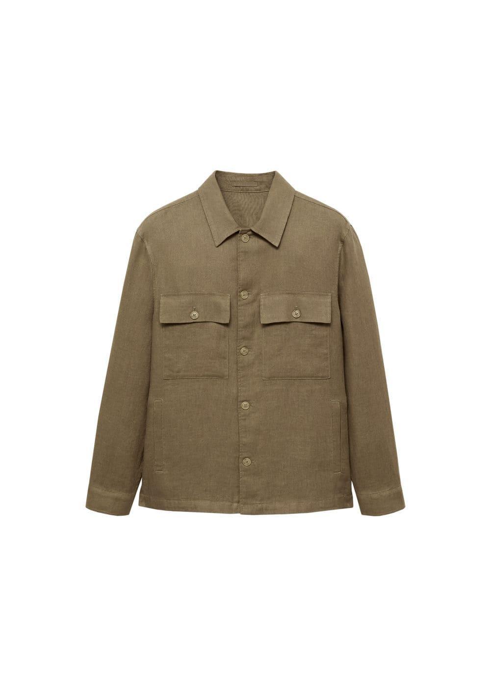 Mango Mens Linen Pockets Detail Overshirt Product Image