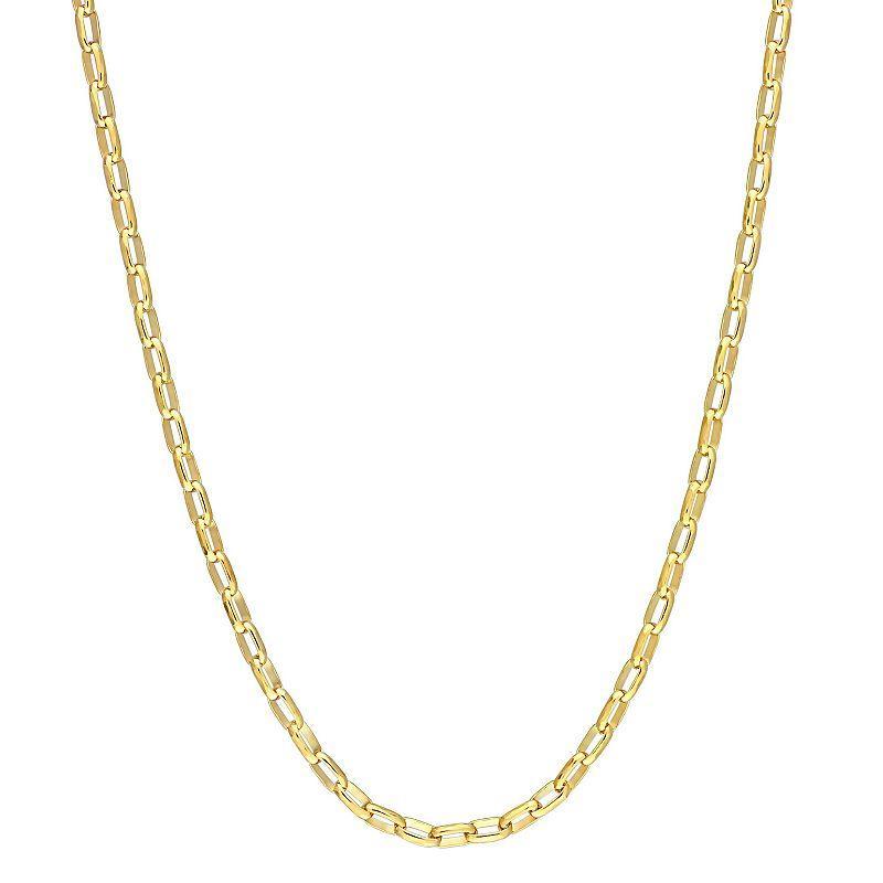 Stella Grace Sterling Silver 2 mm Fancy Rectangular Rolo Chain Necklace, Womens 18k Gold Plated Product Image