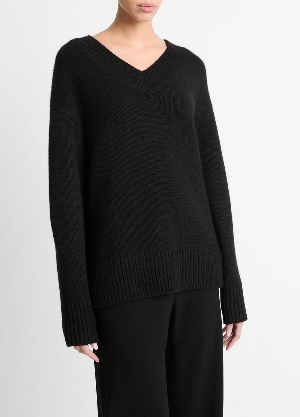 Womens Wool And Cashmere Drop-shoulder V-Neck Sweater, Heather Ceramic, Size XS Vince Product Image