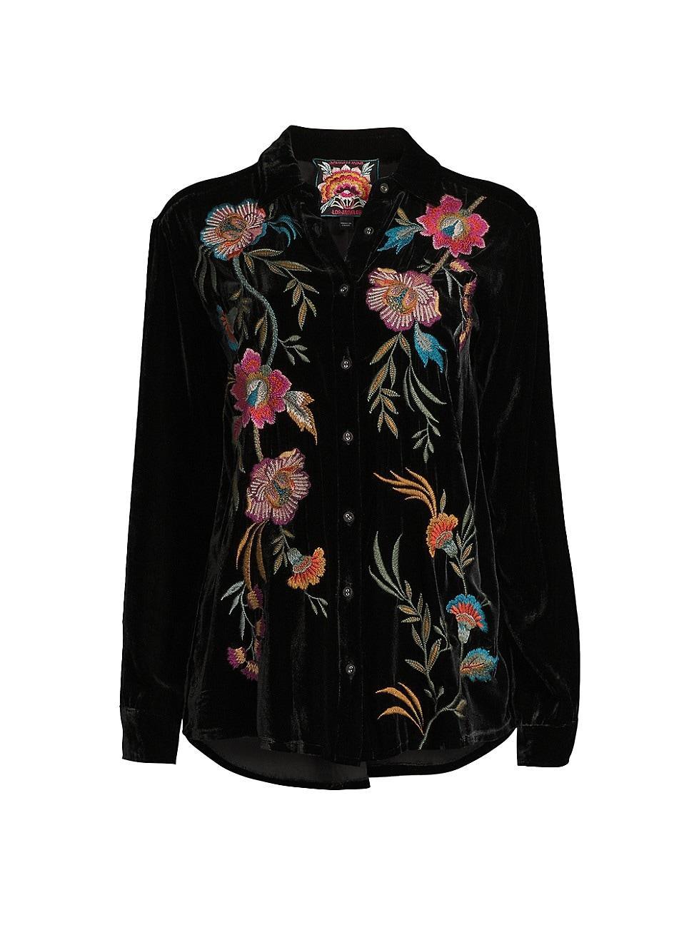 Womens Sidonia Velvet Embroidered Shirt Product Image