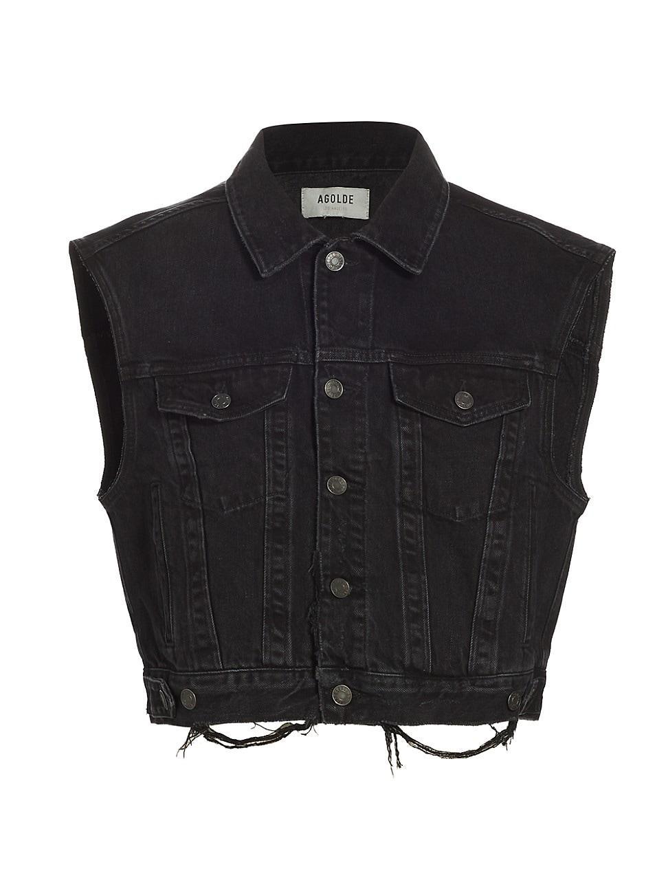 Womens Charli Jagged Cropped Denim Vest Product Image