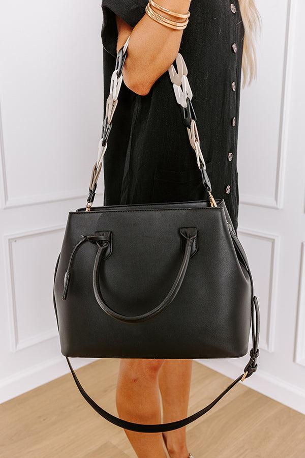 Uptown Cafe Faux Leather Tote in Black Product Image