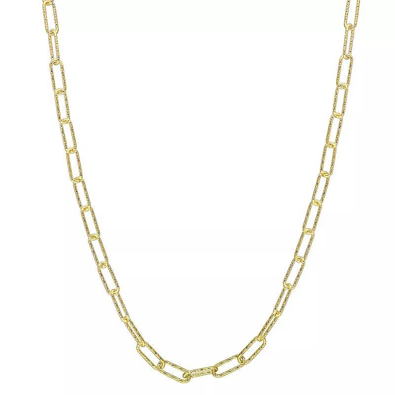 Stella Grace Sterling Silver Fancy Paper Clip Link Chain Necklace, Womens 18k Gold Plated Product Image