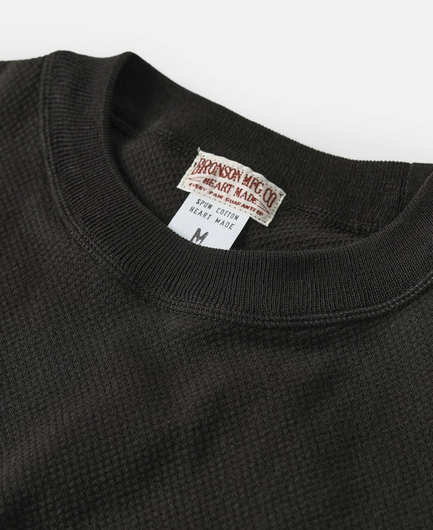 Waffle Knit Pattern Pocket T-Shirt - Black Product Image