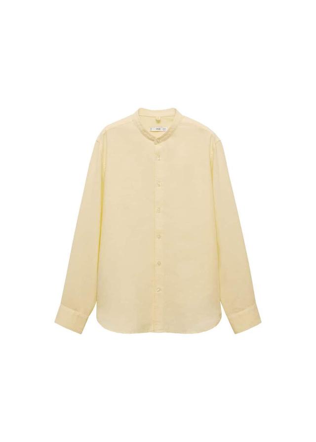 MANGO MAN - Classic-fit linen-blend shirt yellowMen Product Image