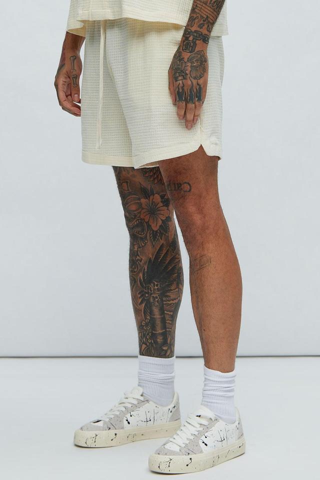 Belgian Textured Warmup Shorts - Cream Product Image