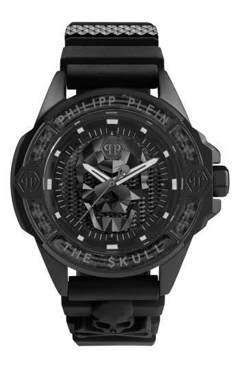 PHILIPP PLEIN The $kull Silicone Strap Watch, 44mm In Black/black Product Image