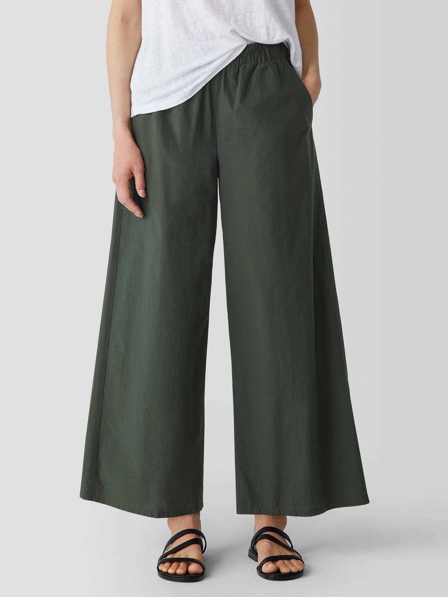 EILEEN FISHER Washed Organic Cotton Poplin Wide-Leg Pantfemale Product Image