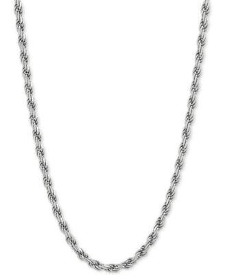 Rope Link Chain Necklace 18 24 In Sterling Silver Or 18k Gold Plated Sterling Silver 2 3 4mm Product Image