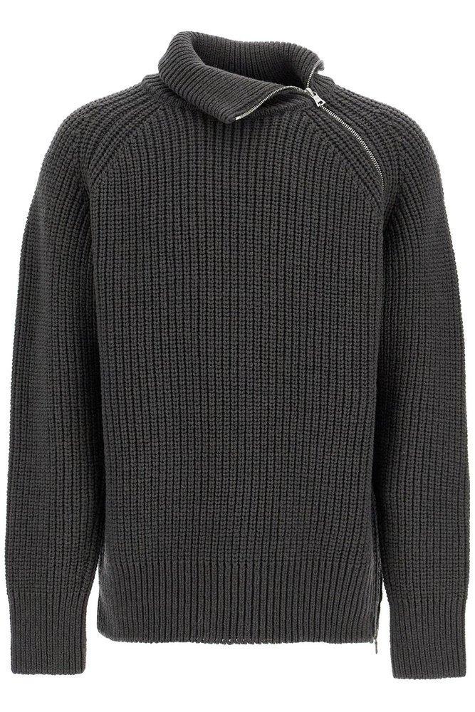 Zipped Wool Jumper In Grigio Product Image