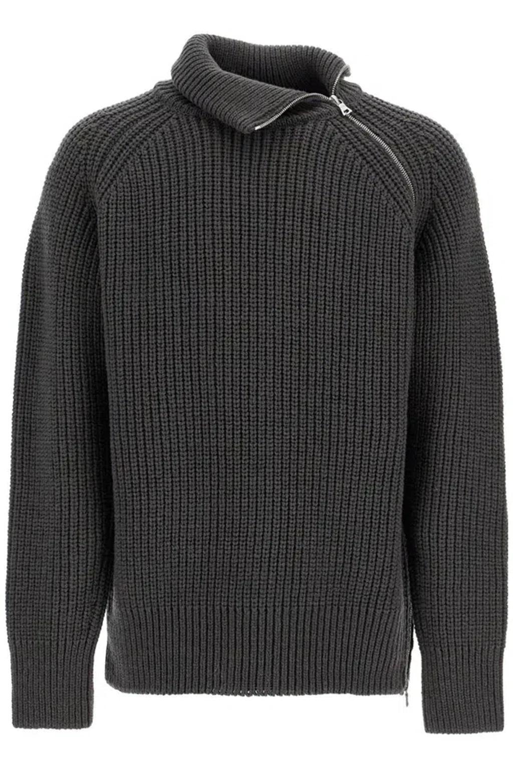 Zipped Wool Jumper In Grigio Product Image