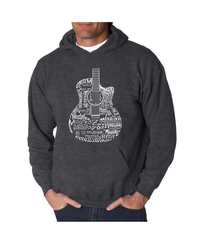 La Pop Art Mens Languages Guitar Word Art Hooded Sweatshirt Product Image