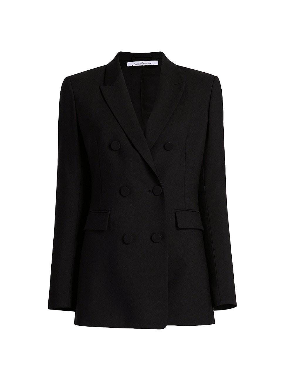 Womens Core Double-Breasted Merino Wool Jacket - Black - Size 4 Product Image