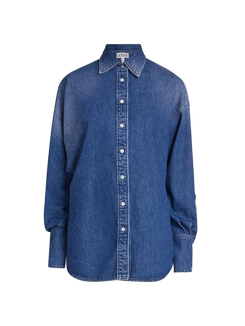 Womens Draped Denim Shirt Product Image