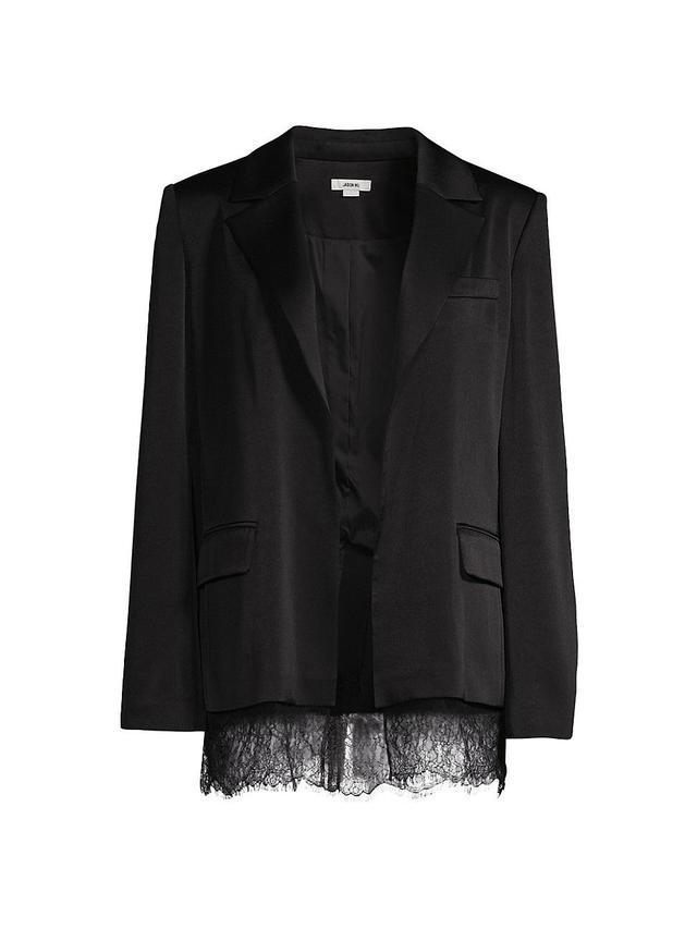 Womens Satin Lace-Trim Blazer Product Image