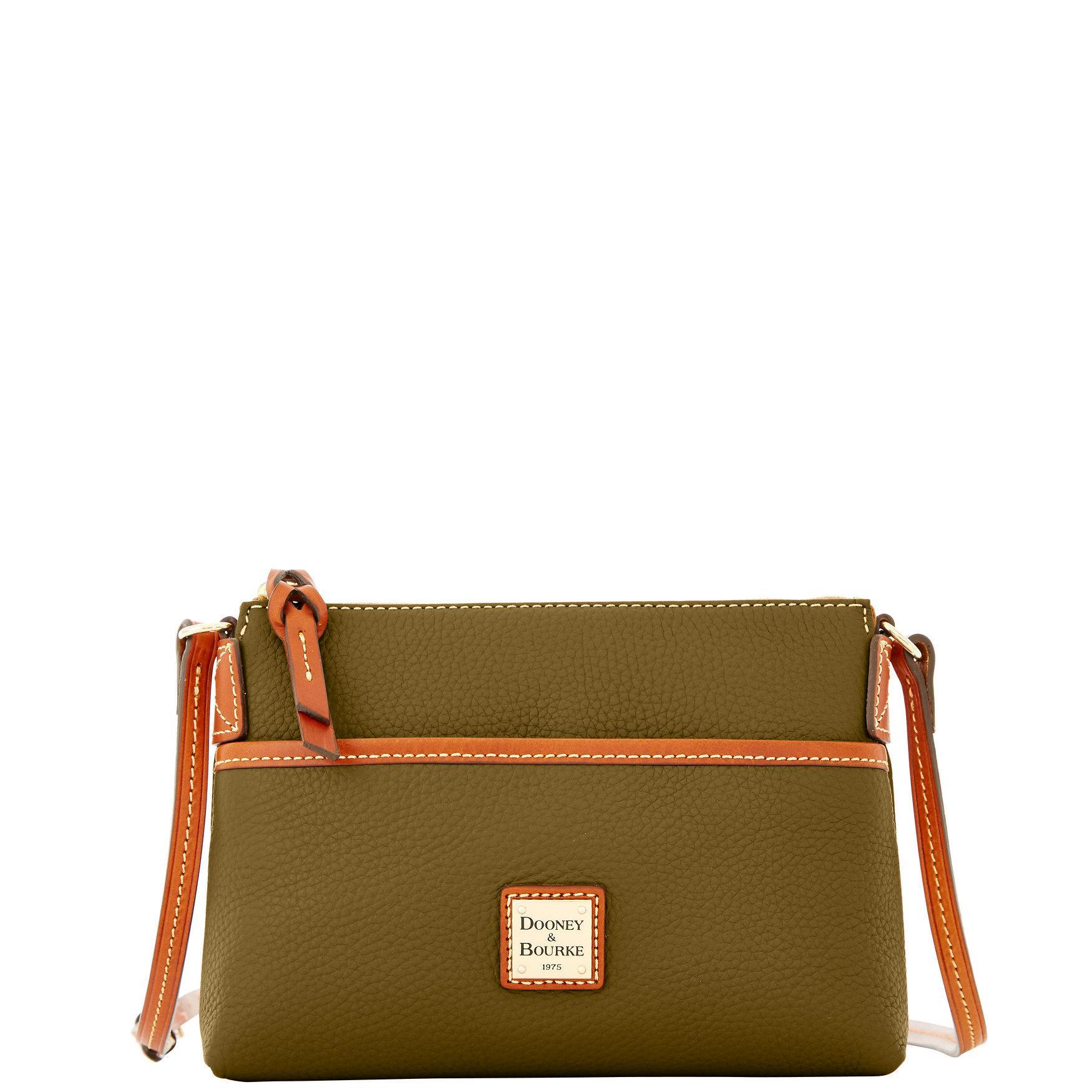 Dooney & Bourke Womens Pebble Grain Ginger Pouchette Leather Crossbody Bag in Olive Product Image