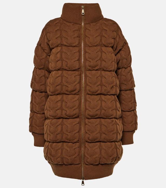 MAX MARA Wool And Cashmere Down Jacket In Brown Product Image