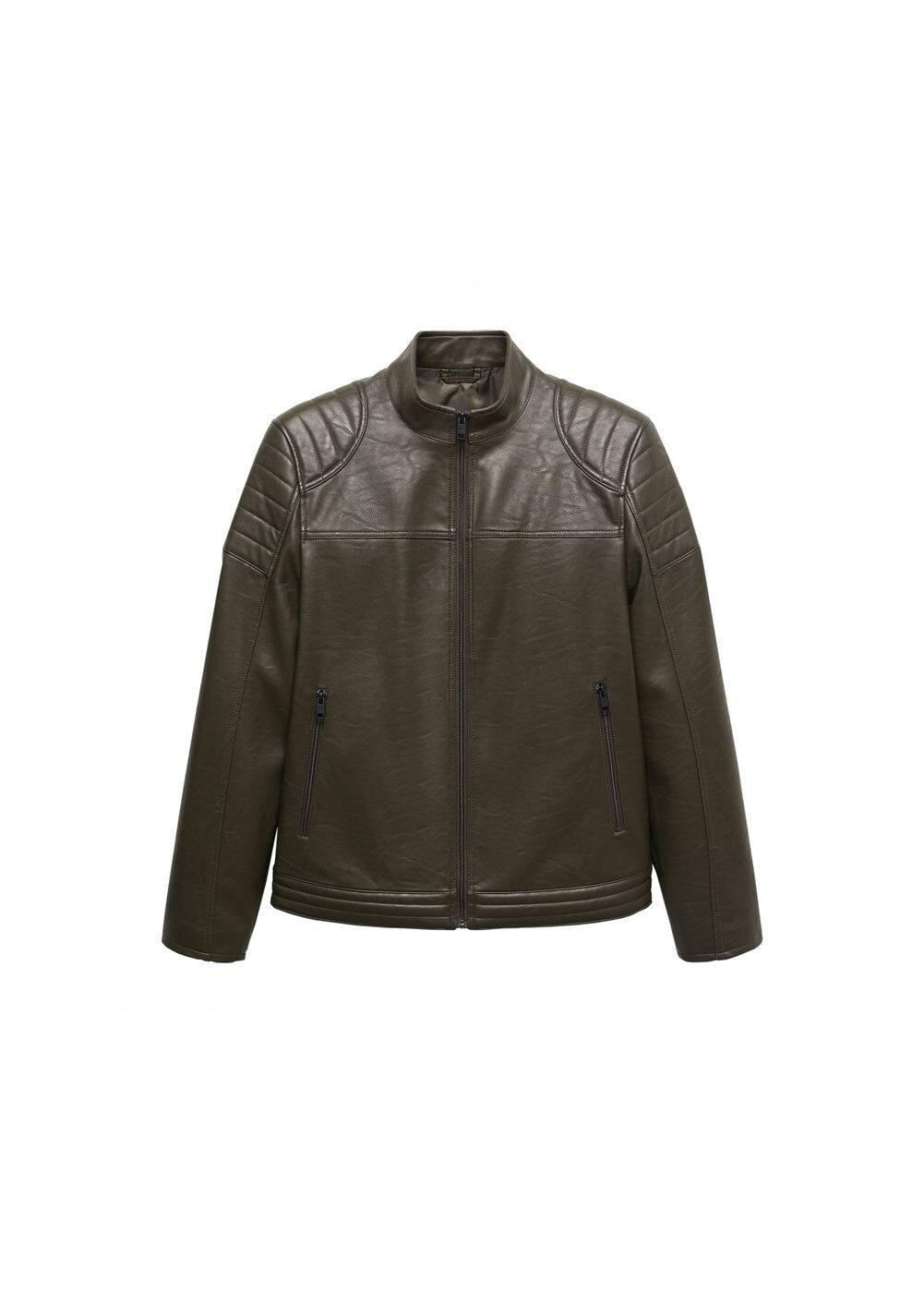 MANGO MAN - Nappa leather-effect jacket khakiMen Product Image