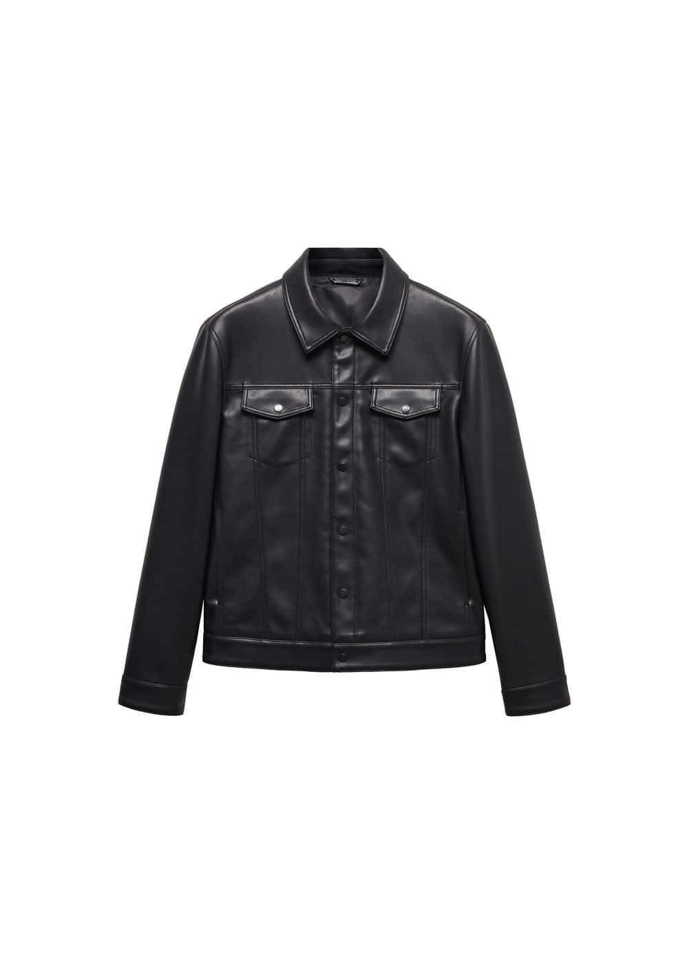 MANGO MAN - Faux leather jacket with pockets blackMen Product Image