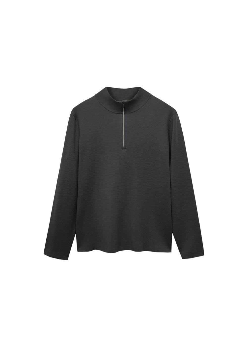 MANGO MAN - Zipped high collar sweater dark greyMen Product Image