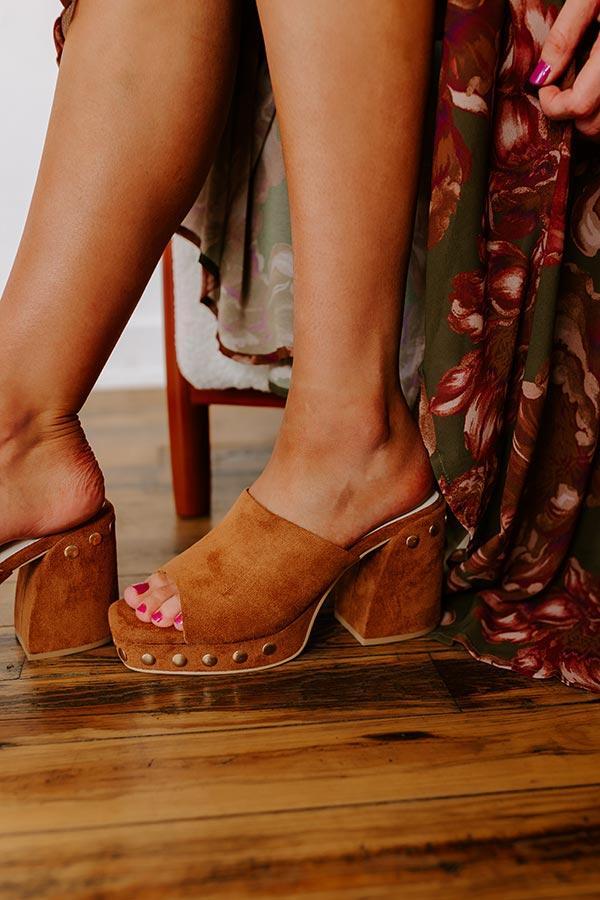 The Hadley Faux Suede Heel in Brown Product Image