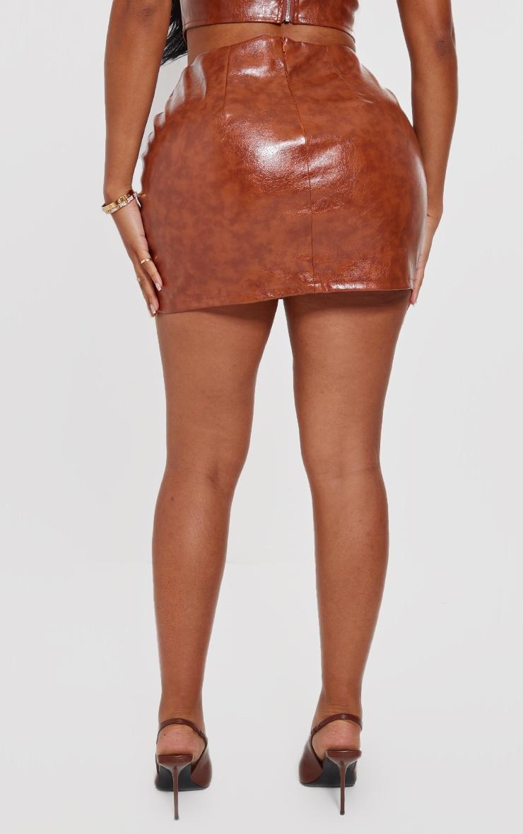 Shape Brown Washed Faux Leather Skirt Product Image