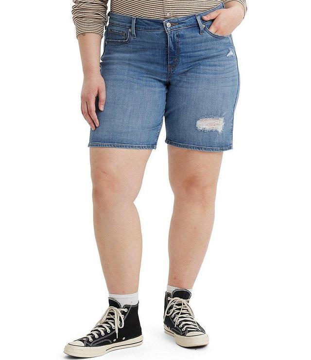 Levi's® Plus Size Mid-Length Distressed Detail Shorts Product Image