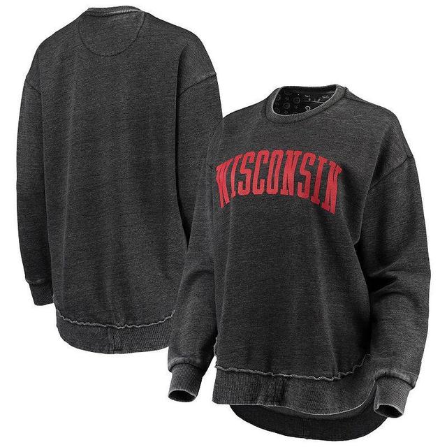 Womens Pressbox Wisconsin Badgers Vintage Wash Pullover Sweatshirt Product Image