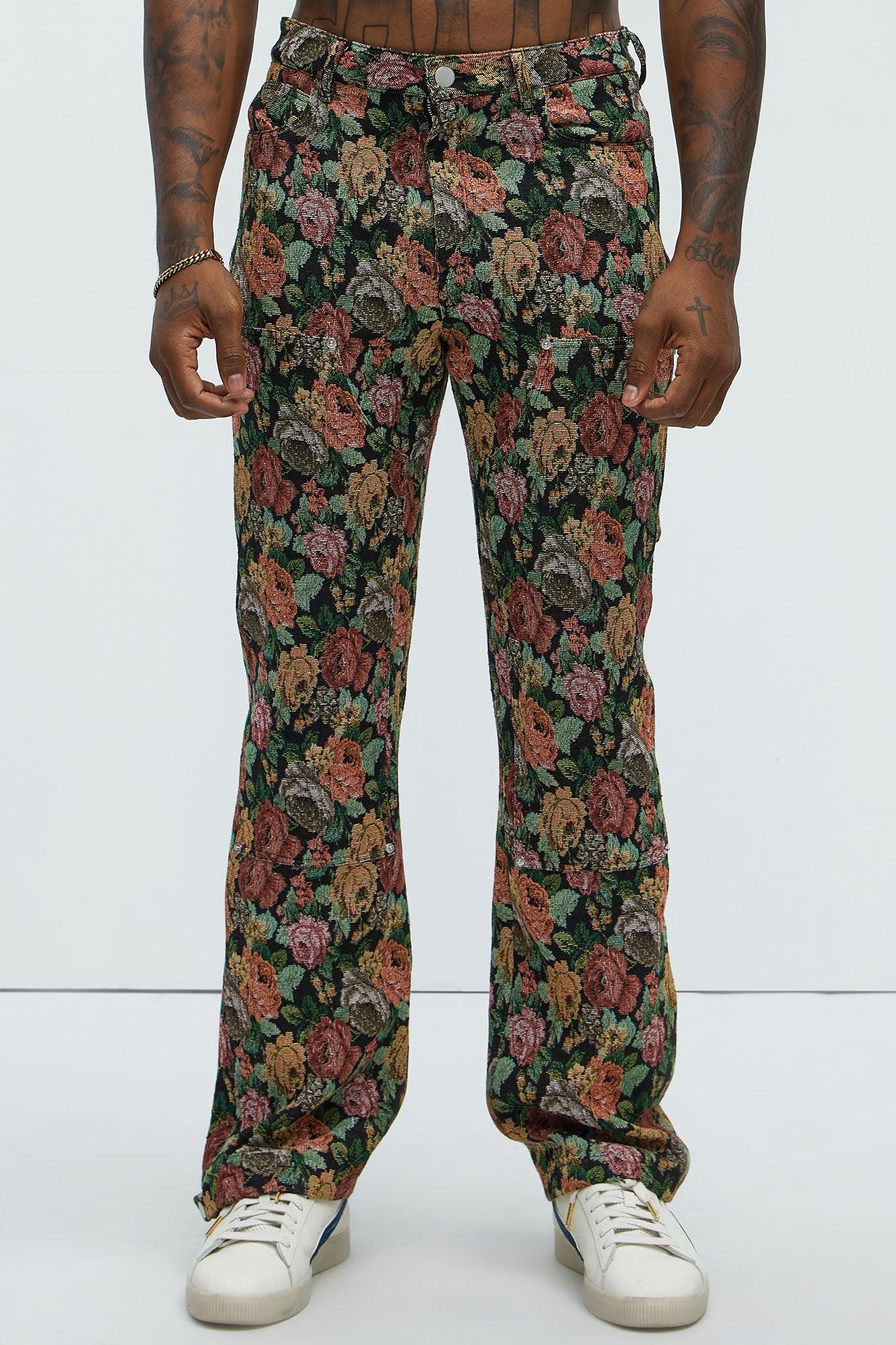 Bellevue Flared Tapestry Carpenter Pants - Black/combo Product Image