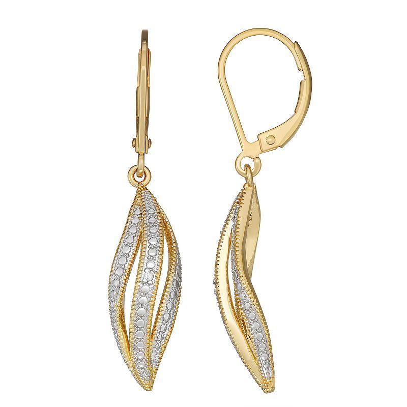 18K Gold over Sterling Silver Diamond Accent Drop Earrings, Womens, Gold Tone Product Image