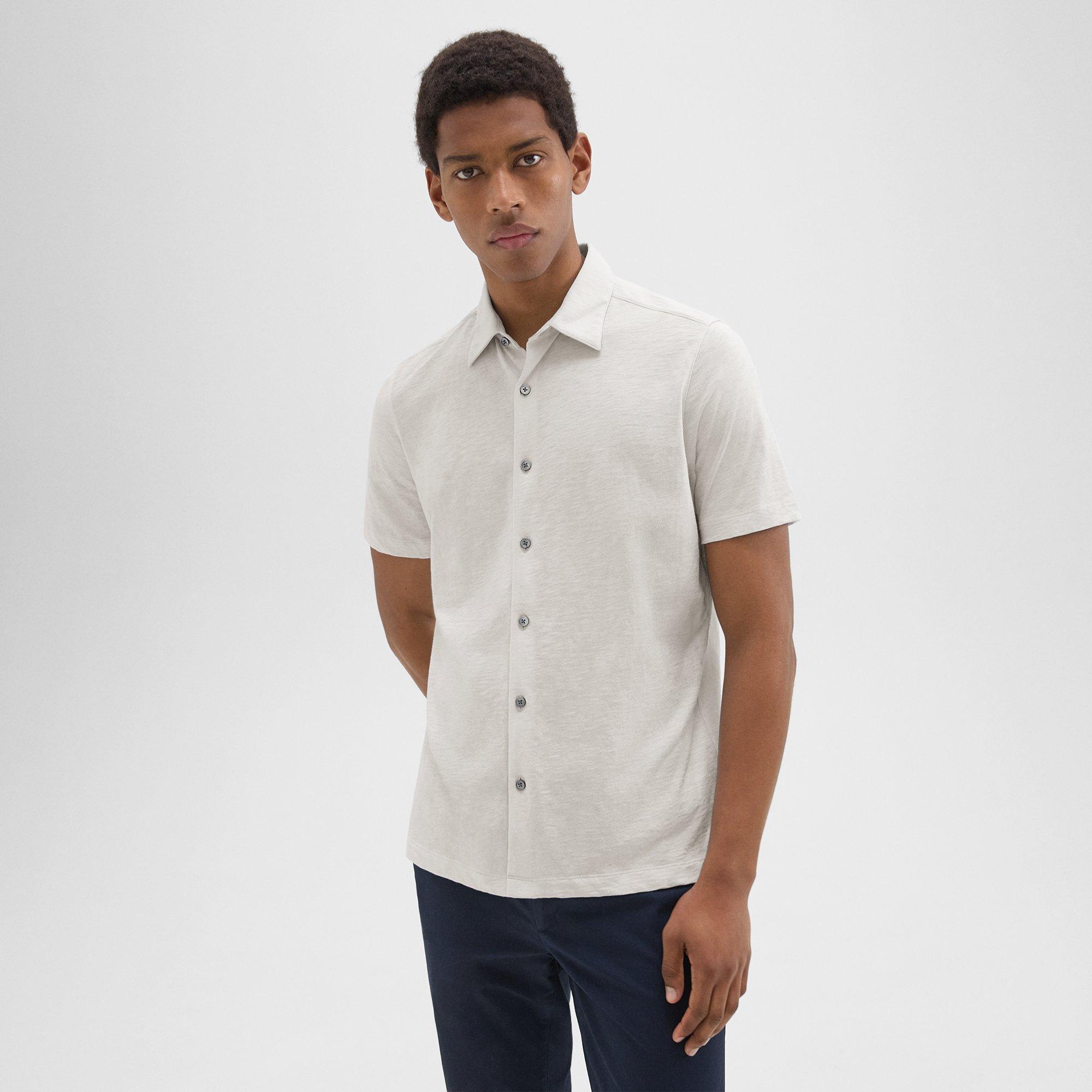 Slub Cotton Noran Short-Sleeve Shirt | Theory Product Image