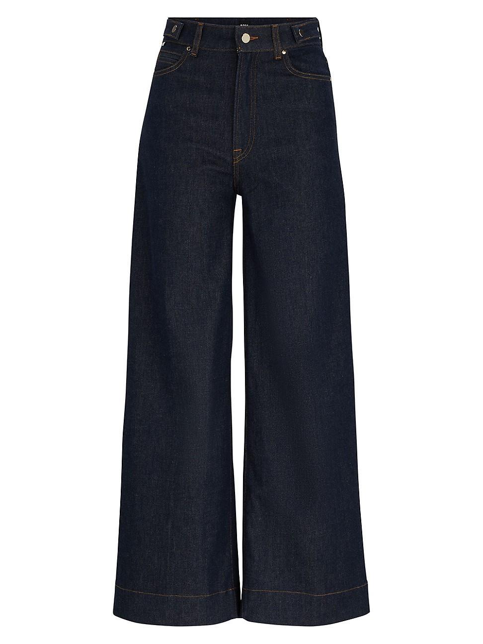 Womens Slim-Fit Wide-Leg Jeans in Stretch Denim product image