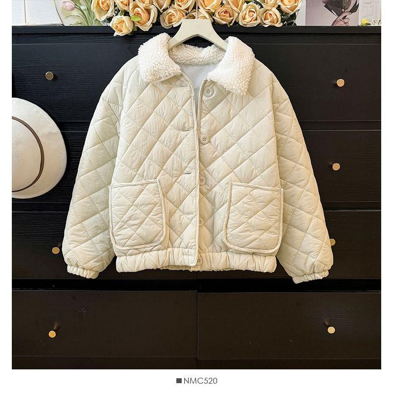 Fleece-Collar Quilted Jacket Product Image