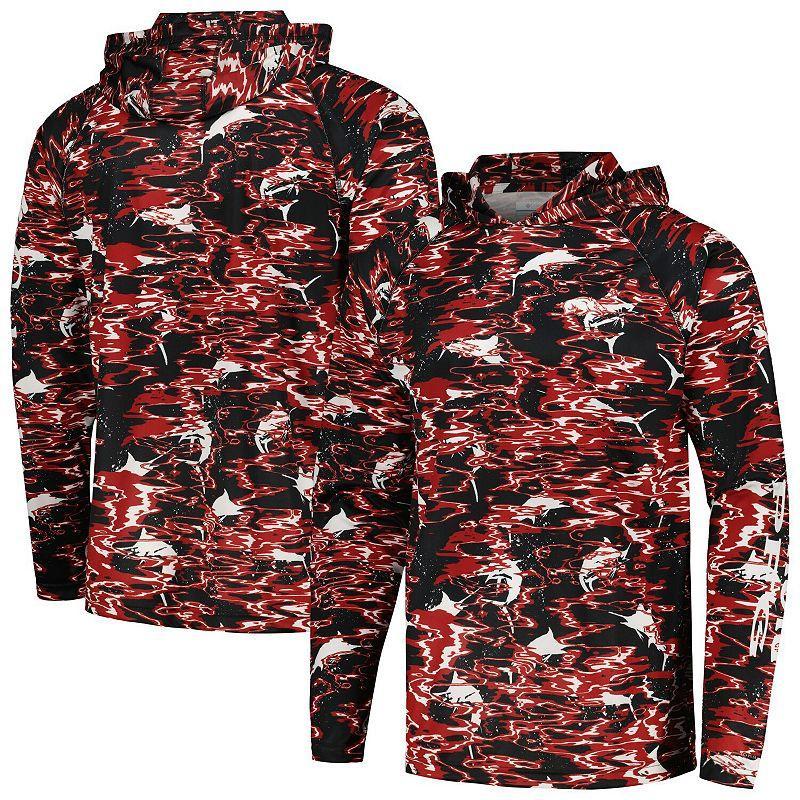 Mens Columbia Arkansas Razorbacks PFG Terminal Tackle Omni-Shade Rippled Long Sleeve Hooded T-Shirt Product Image