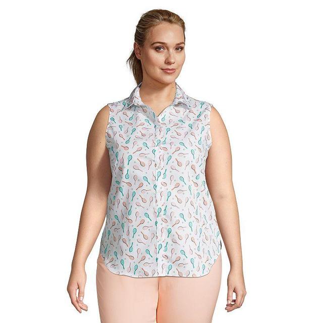 Plus Size Lands End No-Iron Supima Cotton Sleeveless Shirt, Womens Natural Product Image