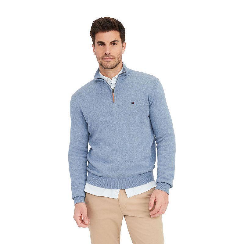 Mens Tommy Hilfiger Combed-Cotton Quarter-Zip Sweater Product Image