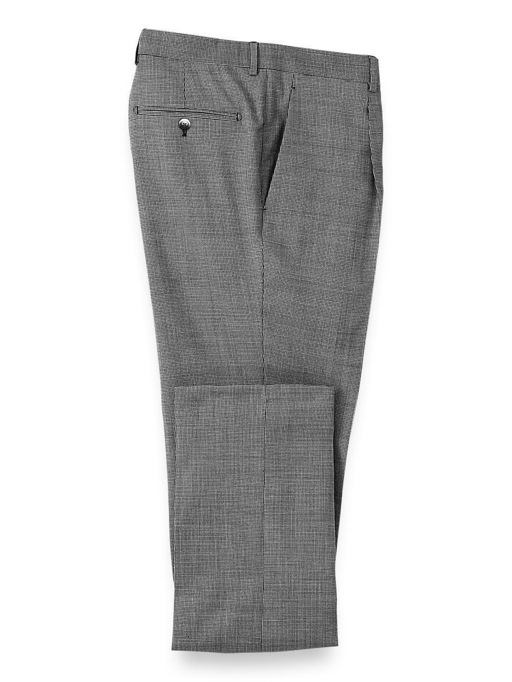 Wool Micro Check Single Pleat Suit Pants - Black Product Image