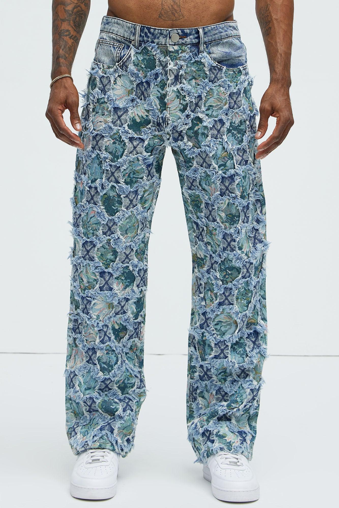 Hit Em' Up Jacquard Straight Jeans - Blue Wash Product Image