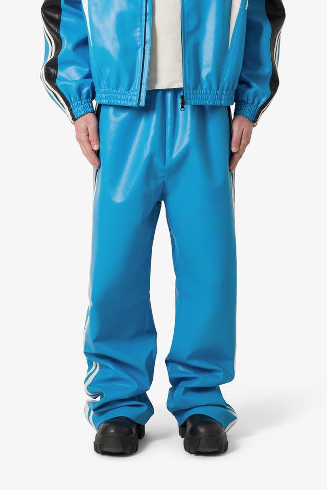 Icon Oversized PU Track Pants - Blue/Black Product Image