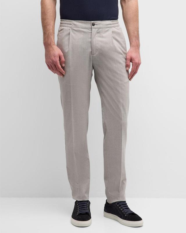 Mens Wool Stretch Pleated Trousers Product Image