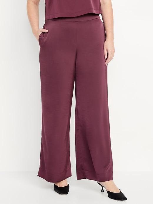 High-Waisted Satin Super Wide-Leg Pants Product Image