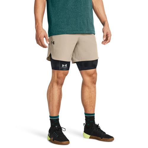 Under Armour Mens Under Armour Peak Woven Shorts - Mens Timberwolf Taupe/Black Product Image