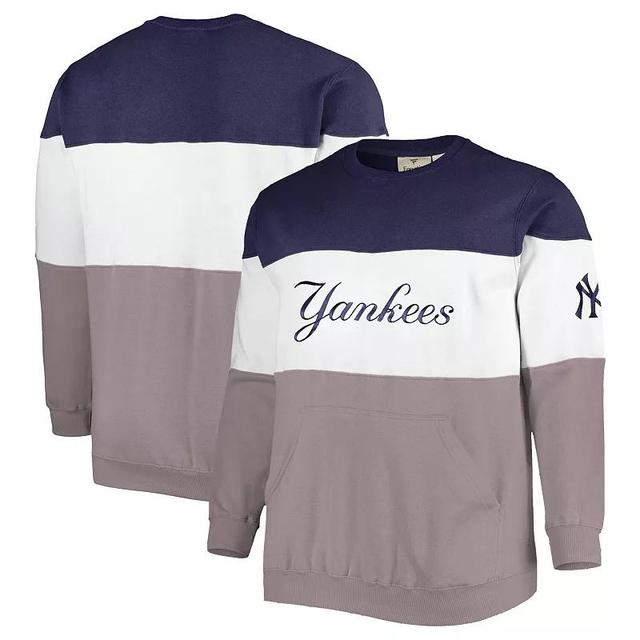 Mens /White New York Yankees Big & Tall Pullover Sweatshirt Blue Product Image