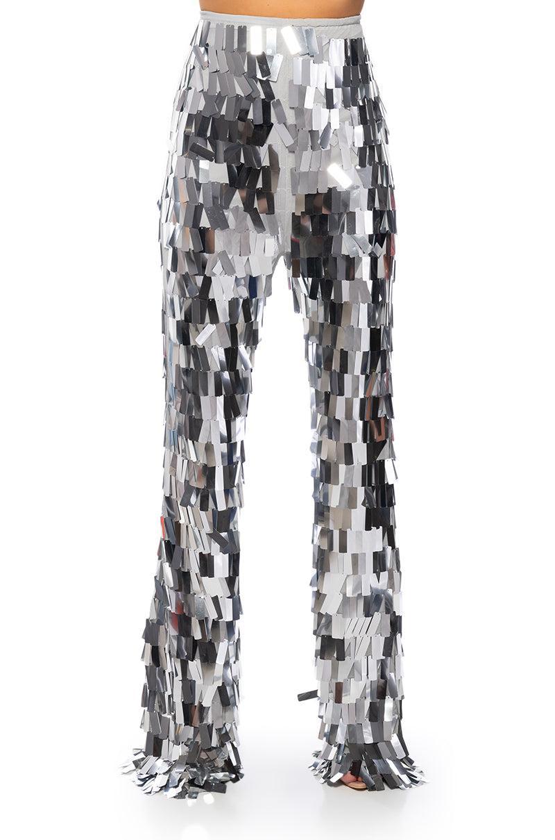 VAL STRETCH SEQUIN PANT IN SILVER Product Image