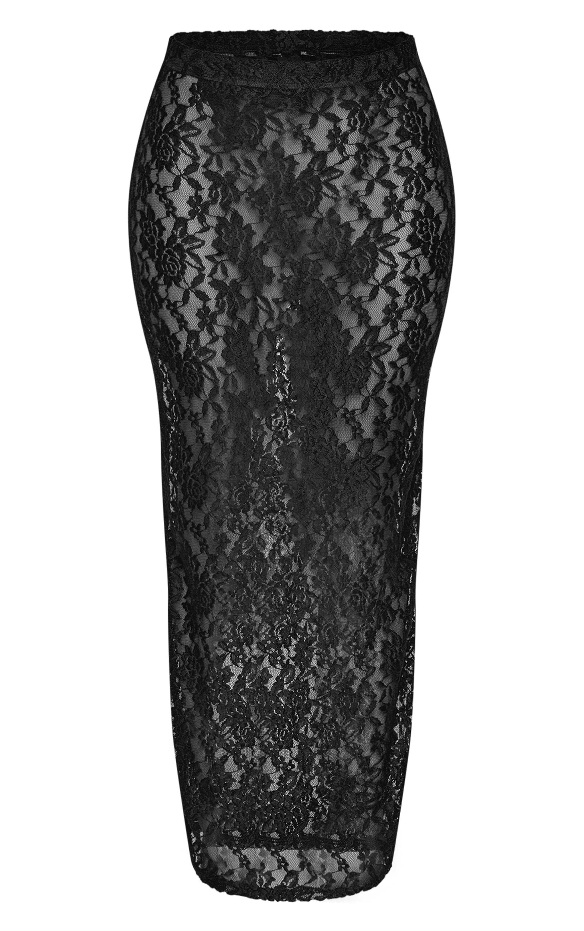 Petite Black Lace Maxi Skirt Product Image