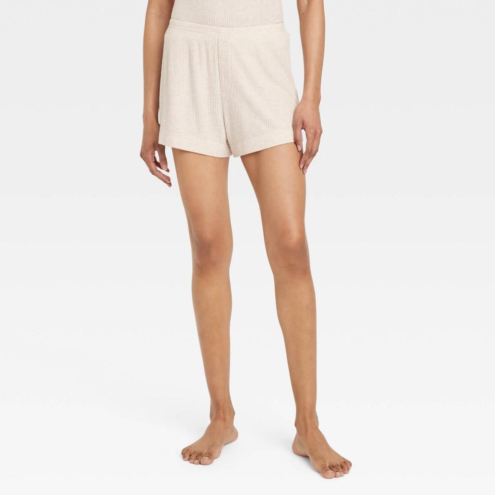 Womens Cozy Ribbed Shorts - Auden Oatmeal XXL Product Image