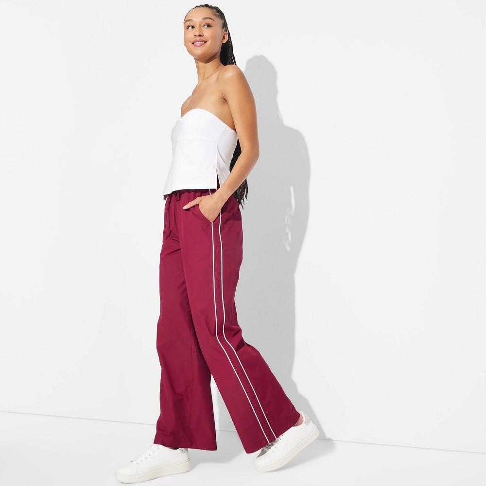 Womens Game Day Mid-Rise Wide Leg Track Pants - Wild Fable Maroon XS Product Image