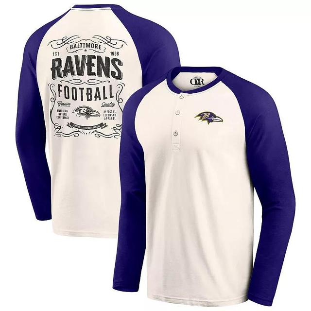 Mens Darius Rucker Collection by Fanatics Cream/Purple Baltimore Ravens Raglan Henley T-Shirt Product Image