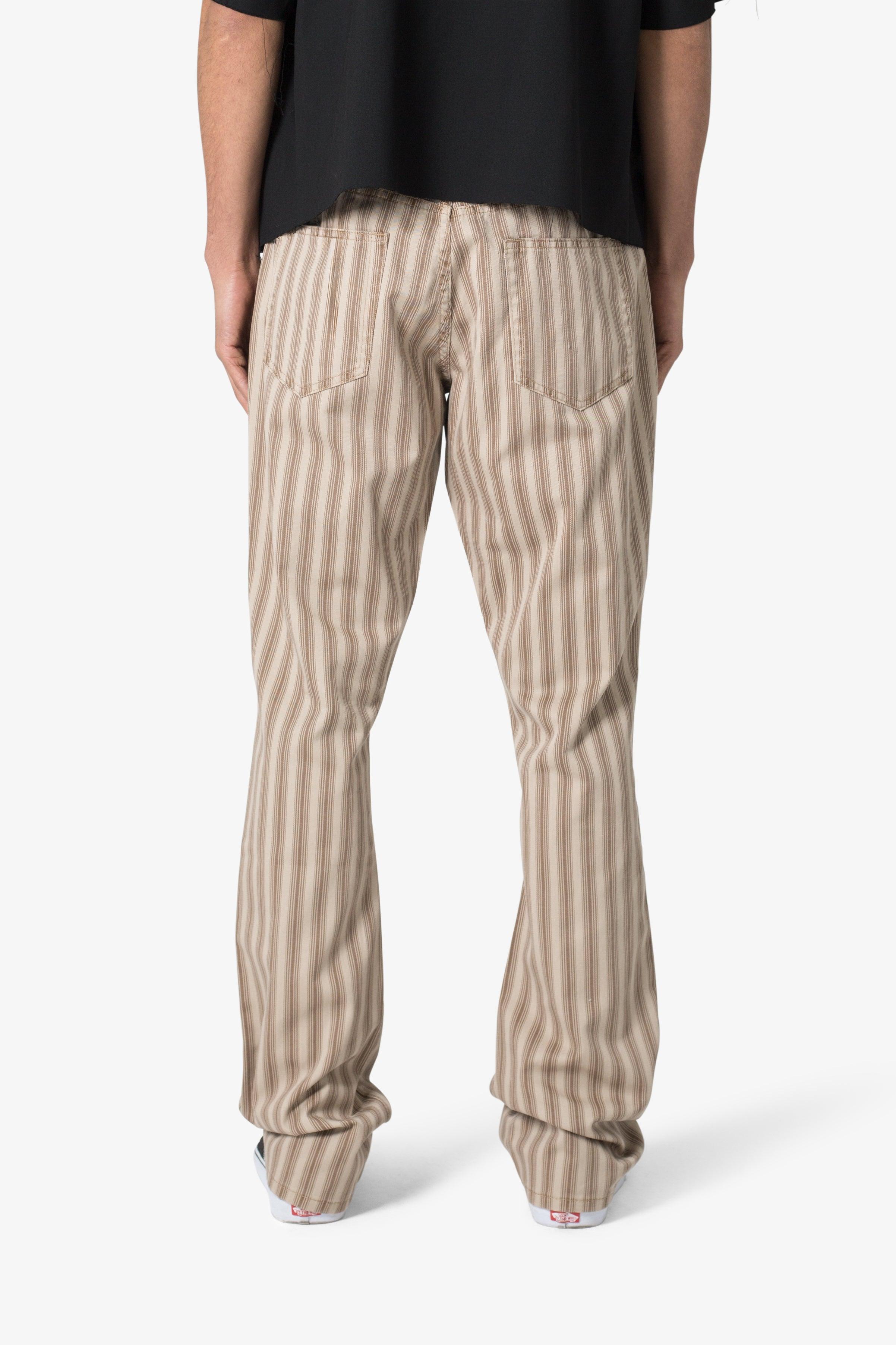 Striped Flare Pants - Brown Product Image