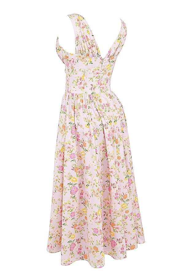 Emmelina Pink Meadow Print Cotton Corset Sundress Product Image